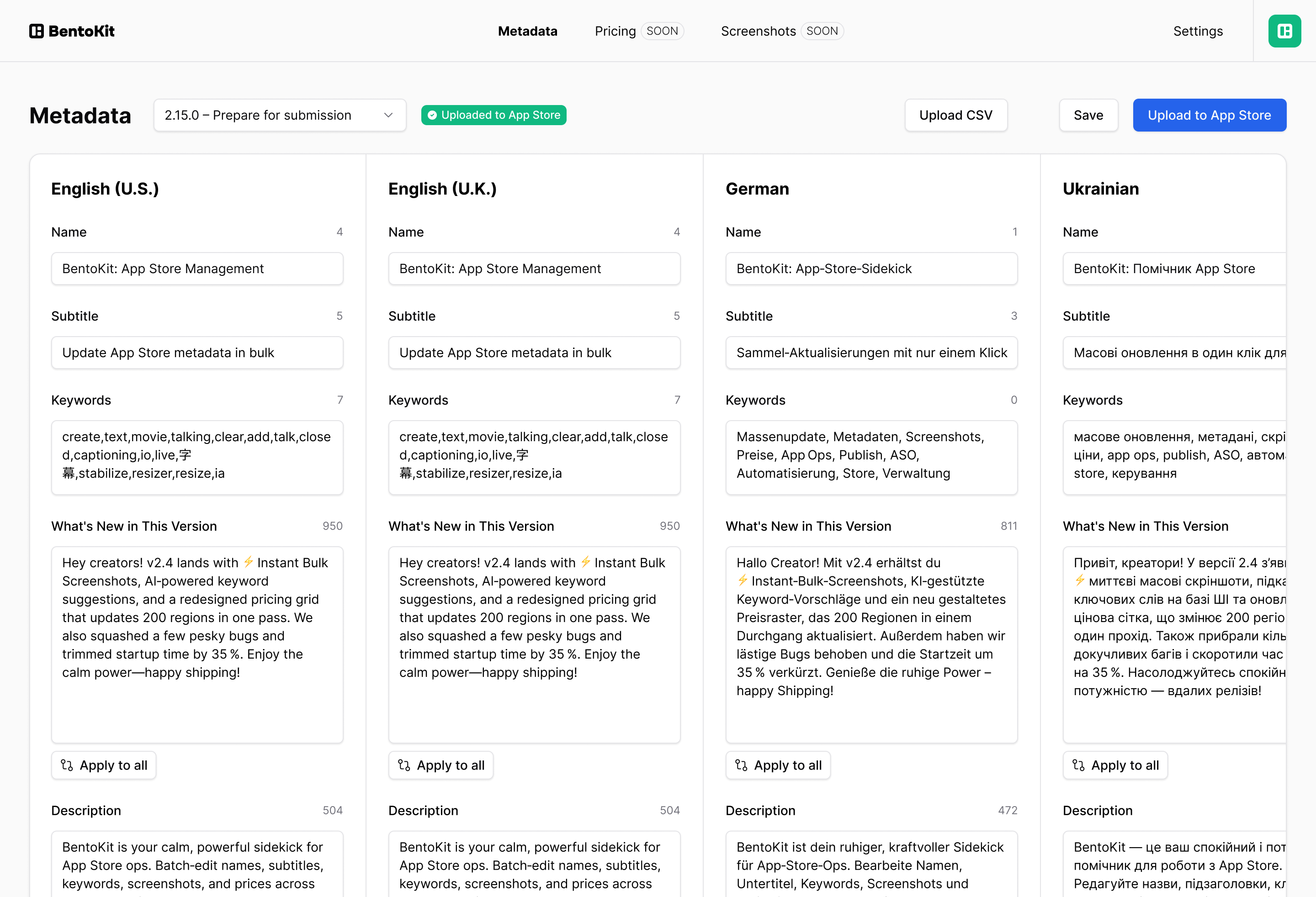 BentoKit App Interface Screenshot